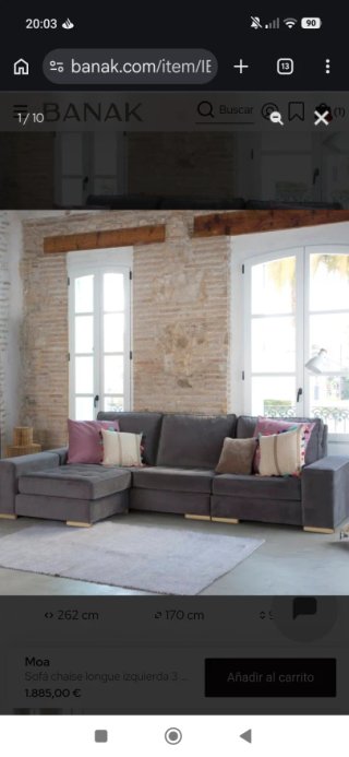 Sofá Chaise Longue Banak Gris