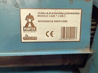Combinada Fortex. Cizalla, curvadora y plegadora.