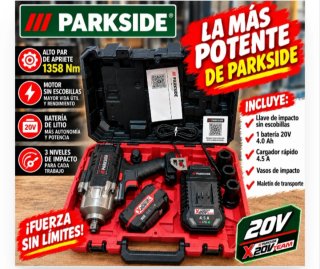 Llave de Impacto Parkside 20V completa 4ah