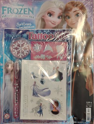 Revista Oficial Frozen con Kit de Tatuajes