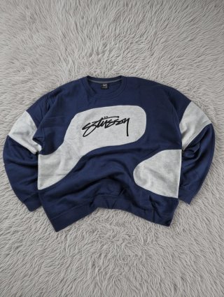 Felpa Stüssy Vintage Colorblock Logo Nero Crewneck