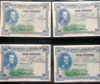 Lote 4 Billetes 100 Pesetas Banco de España 1925