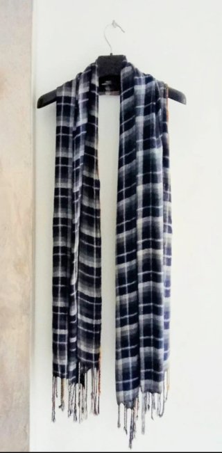 Pashmina a cuadros azul y gris