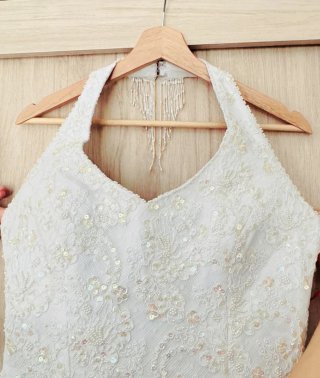 Vestido de Novia con Encaje bordado a mano