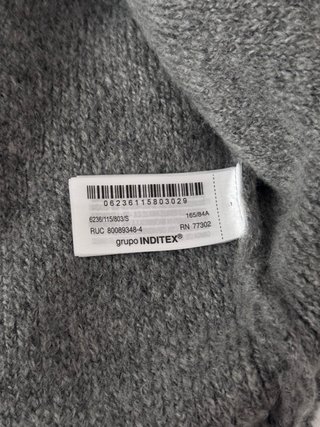 Jersey gris Zara con cuello crochet NUEVO Talla S