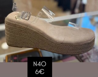 Sandalias cuña transparentes beige talla 40