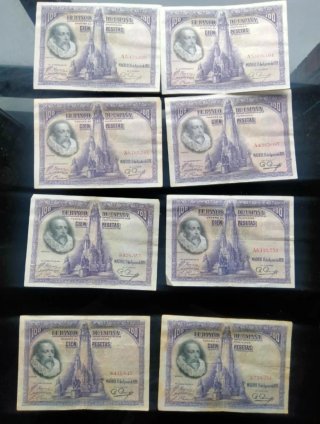 Lote 8 Billetes 100 Pesetas Banco de España 1928
