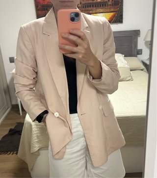 Americana de Lino Rosa H&M Talla 36
