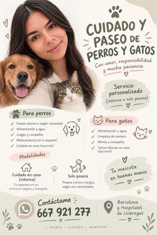 Cuidado de perros y gatos/Paseadora perros