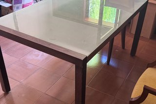 Mesa de comedor cristal y madera