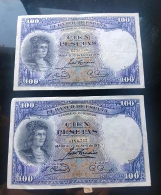 Lote 2 Billetes 100 Pesetas España 1931
