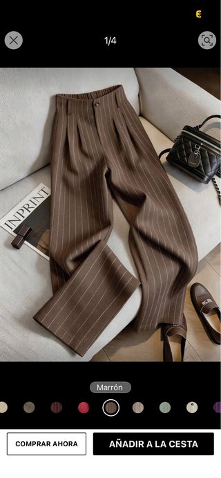 Pantalón de Traje Marrón con Rayas