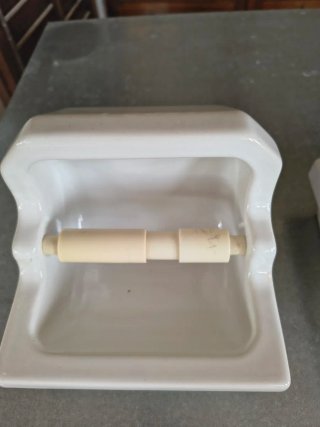 Portarrollos Baño Porcelana Antiguo Beige Blanco