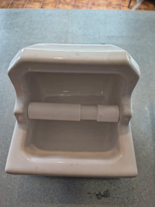 Portarrollos Baño Porcelana Antiguo Beige Blanco