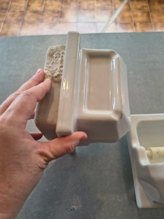 Portarrollos Baño Porcelana Antiguo Beige Blanco