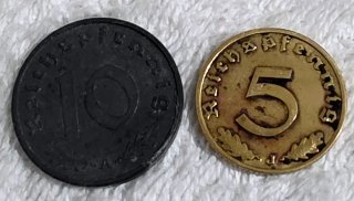 Lotto 5 monete 10 Reichspfennig 1939-1940