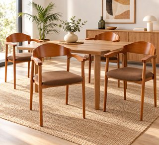 4 Sillas Madera Estilo Vintage Marrón