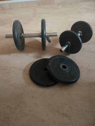 Set de Mancuernas con Discos, 2*2'5kg y 4*5kg