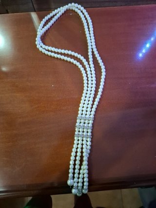 Collar de perlas y diamantes plata