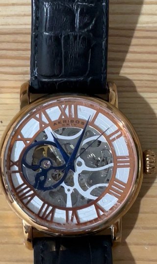 Reloj Automático Akribos Esqueleto Oro y Negro