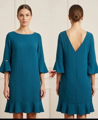 Vestido corto azul petróleo