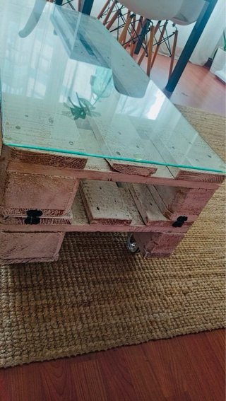 Mesa centro madera y cristal