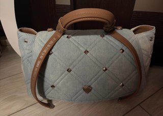 Borsa in denim trapuntata con borchie Le pandorine