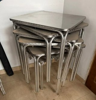 7 MESAS DE BAR ALUMINIO - HOSTELERIA