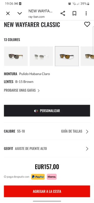 Gafas de sol Ray-Ban color carey con funda