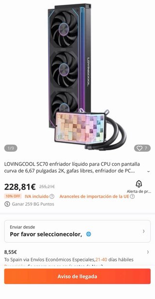 Refrigeración Líquida LOVINGCOOL con pantalla 6.6"