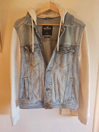 Chaqueta Hollister S Vaquera Gris Capucha