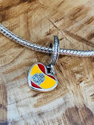 Charm de Corazón con Bandera de España - Plata