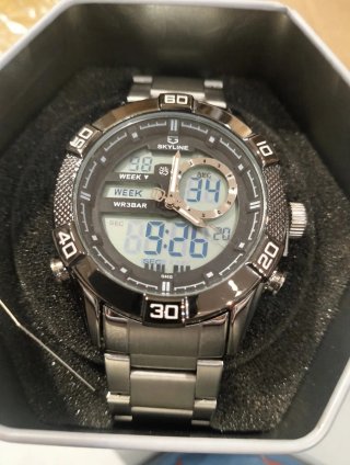 Reloj SKYLINE Plateado Doble Hora
