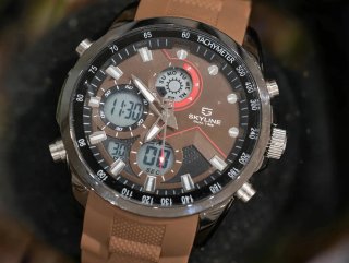 Reloj SKYLINE Dual Time Marrón