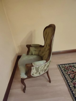 Sillón Luis XV tapizado tela y madera