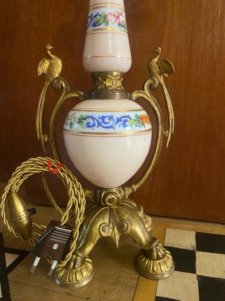 Lámpara de Opalina y Bronce Siglo XIX