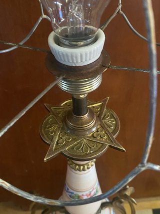 Lámpara de Opalina y Bronce Siglo XIX