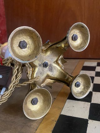 Lámpara de Opalina y Bronce Siglo XIX