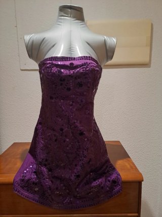 Vestido palabra de honor lentejuelas morado T.38