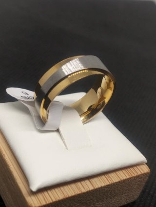 Anillo Acero Titanio Oro y Gris