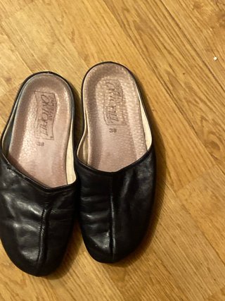 Chinelas de Piel Ortopiel Azul Marino Talla 38