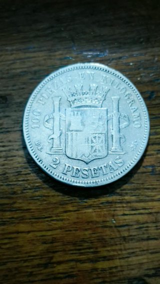 Moneda 2 Pesetas Plata 1870