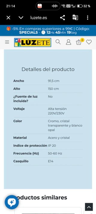 Lámpara colgante elegante salón