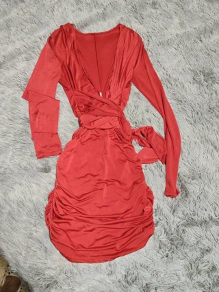 Vestido Rojo Fruncido de Licra