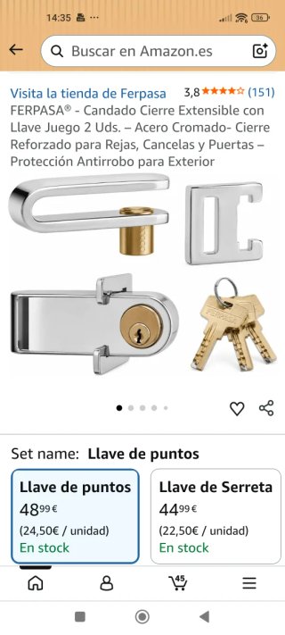 Candado Extensible para Rejas Ferpasa