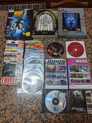 Jogos antigos PC + CDs demos MegaScore, BGamer e P