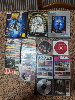 Jogos antigos PC + CDs demos MegaScore, BGamer e P