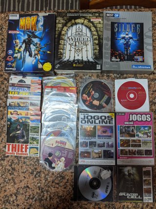 Jogos antigos PC + CDs demos MegaScore, BGamer e P