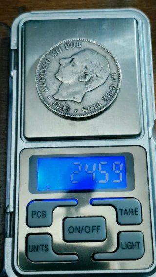 Moneda 5 Pesetas Plata Alfonso XII 1885