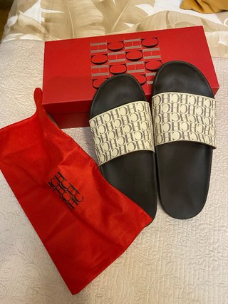 Chanclas Carolina Herrera CH Beige/Negro